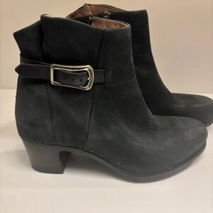 Dansko Black Heeled Boots with Buckle